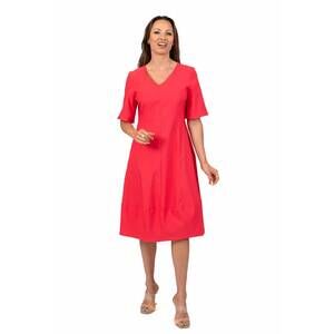 NEW SCAPA LAUREN PERRE elbow sleeve v-neck dress in coral red